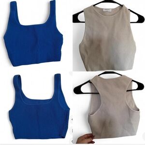 Artizia Babaton Ribbed Tank Duo -Blue & Taupe